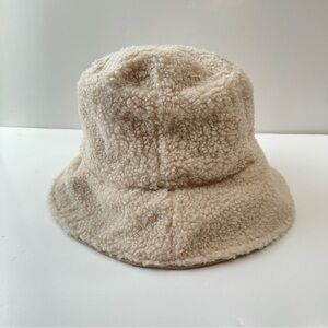 Unbranded Bucket Hat Reversible Sherpa Quilted Unisex Winter Hat Casual Cream